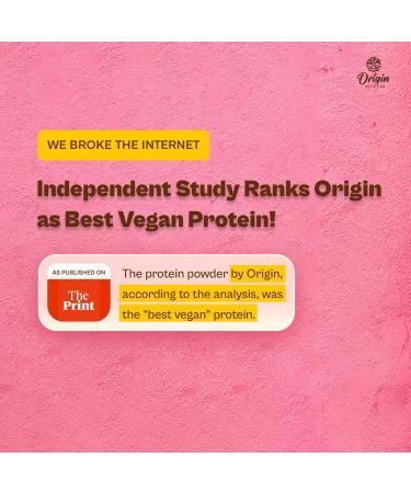 ORI GIN NUTRITION 100% Natural Vegan Plant Protein Powder Ranked Best Vegan Protein Easy To Digest Strawberry Flavour With 25G Plant Based Protein Dairy Free No Added Sugar Non-Gmo 7 Servings 290G - Buy Online on GoSupps.com