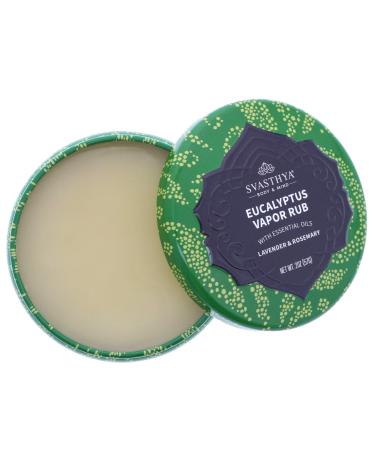 Eucalyptus Vapor Rub by Svasthya - Opens Nasal Passages & Moisturizes The Skin, Cough, Stuffy Nose & Congestion Relief, Olive Oil, Beeswax, Lavender, Rosemary - Made in The USA, 2oz 2 Ounce (Pack of 1)