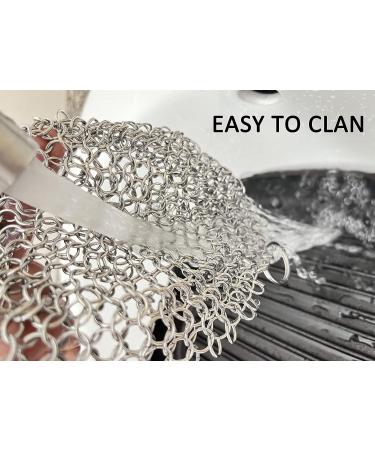 Chain Mail Cast Iron Scrubber 7x7 - Metal Cleaner for Cast Iron Pans, Skillets, Woks, Griddles, and BBQ Grills - Buy Online on GoSupps.com