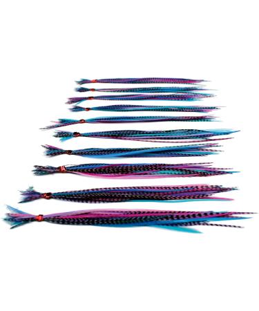 25 Real Feather Hair Extensions Short Skinny 7-9 inch (18-23cm) + Rings/Loop - Berry - Buy Online on GoSupps.com