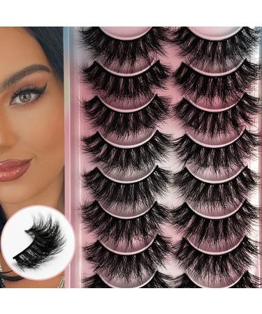 WILD UNIVERSE Natural False Eyelashes  15 mm Cat Eye Wispy Fluffy Curly Soft Lightweight  3D Mink Faux Lashes Thin Strip  10 Pairs B010 8-15mm