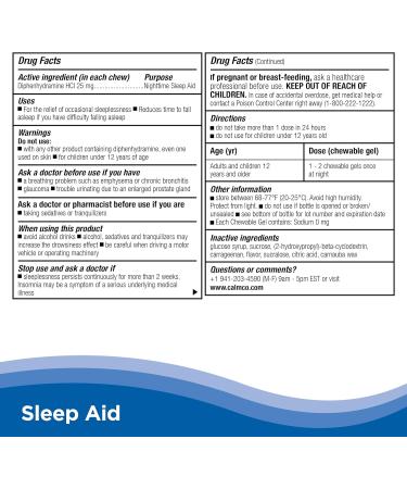 CalmCo Adult Sleep Aid Non-Habit Forming Sleep Support with Diphenhydramine HCl 25 mg Nighttime Sleep Aid Chewable Gels Promotes Better Sleep and Helps You Fall Asleep Faster 30 Count - Buy Online on GoSupps.com
