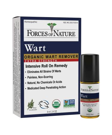 Forces Of Nature, Medicine Wart Remover Roll On Extra Strength Organic, 0.14 Ounce