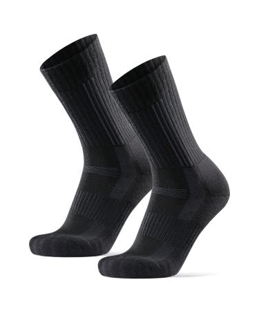 DANISH ENURANCE Premium Outdoor Hiking Socks, Merino Wool, Men & Women, 2 Pack Black Medium