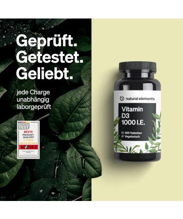 Vitamin D3 1000 I.E. - 365 High-Dose Tablets for Bones & Immune System | Pure & Additive-Free | Made in Germany - Buy Online on GoSupps.com