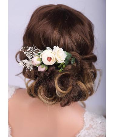 Kercisbeauty Cute Flower Hair Piece Side Hair Comb Wedding Bridal Floral Decorative Comb Women Girls Festival Headpiece Party - Buy Online on GoSupps.com