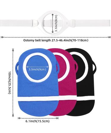 3Pcs Ostomy Bag Covers Kit with Adjustable Belt - Odor Reducing Pouch Covers for Men and Women - Washable and 3.5 Round Opening - Ileostomy Compatible - Buy Online on GoSupps.com