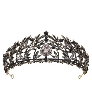 AW BRIDAL Black Tiara Crowns for Women  Wedding Tiara for Bride  Queen Crown Vintage Princess Headband Hair Accessories for Prom Party Halloween  Black Black 4