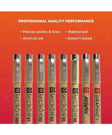 Sakura Pigma Micron Fineliner Pens - Black Ink - 8 Assorted Point Sizes - Ideal for Writing, Drawing, Journaling - 8 Pack Black - Buy Online on GoSupps.com