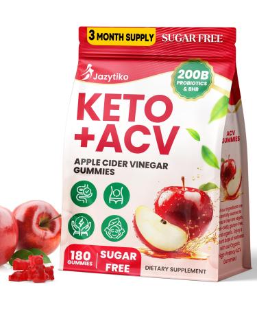 Apple Cider Vinegar Gummies Advanced ACV Gummy with Probiotics BHB B12 and Keto Support - Keto Acv Gummies for Detox Metabolism Digestion Gut & Immune Health - Sugar Free Vegan 180 Counts 180 Count (Pack of 1)