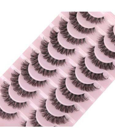 wiwoseo Eyelashes Clear Band Natural Wispy Fluffy Russian Strip Lashes 3D Effect 16MM Cat Eye False Eyelashes 10 Pairs Pack - Buy Online on GoSupps.com