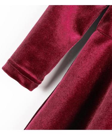 Miipat Baby Girls Velvet Dress | Long Sleeve Fall Winter Elegant Princess Dress 4-5 Years Red - Buy Online on GoSupps.com