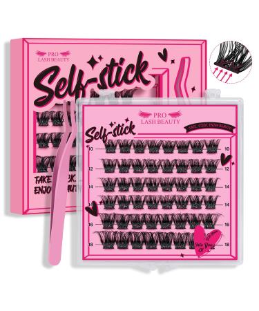 Self Adhesive Eyelashes 40Pcs Lash Clusters Self Stick Lashes Reusable Self-adhesive Lashes No Glue Cluster Lashes Easy for Use(Into You-01 D-10-18mix) 10-18 mix Into You-01