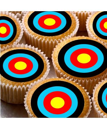 24 Achery Target edible party decorations Iced/Icing Cupcake Topper Edible Fairy Cake Bun Toppers Round
