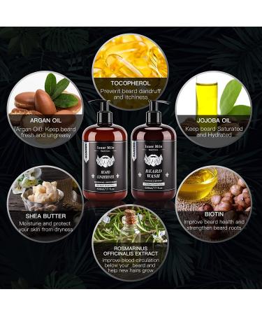 Beard Wash and Conditioner Set - Large 17 oz - New Beard Growth Formula with Biotin, Argan & Jojoba Oils - Smooth, Soften, Strengthen - Gift for Men - Buy Online on GoSupps.com
