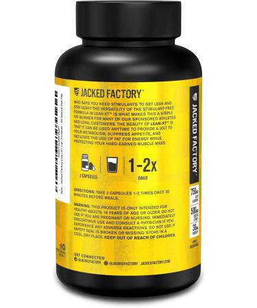 Jacked Factory Lean-XT Caffeine Free Fat Burner - Non Stim Weight Loss (60 Capsules) & Burn-XT Weight Loss Gummies - Thermogenic Fat Burner & Appetite Suppressant Gummies (Tangerine Sour 60 Gummies) - Buy Online on GoSupps.com