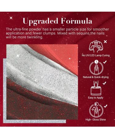 AZUREBEAUTY Silver Red Dip Powder Set | 6 Colors Sparkling Glitter Red & Burgundy | No Lamp Needed | DIY Nail Art Kit & Salon Gifts for Women - Buy Online on GoSupps.com