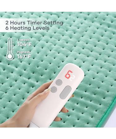 XXX-Large King Size Heating Pad for Pain Relief - Fast Heating 18 x 33 with Auto Shut Off - 6 Heat Settings, Machine Washable - Moist & Dry Heat Therapy for Neck, Back, Shoulder Relief - Green - Buy Online on GoSupps.com