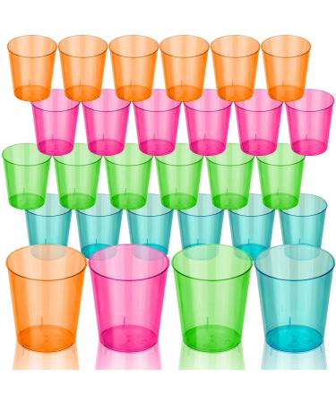 DecorRack 2 Oz Neon Shot Glasses Plastic Shot Cup Disposable Party Cups Mini Cups Shot Glasses (24 Pack)