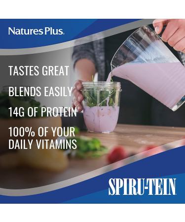 NaturesPlus SPIRU-TEIN Blueberries & Cream 1.12 lbs - Plant-Based Meal Replacement Shake with Spirulina Protein, Vitamins & Minerals - Vegetarian, Gluten-Free - 15 Servings - Buy Online on GoSupps.com