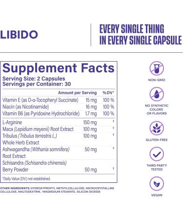 Habit Libido Supplement - Natural Aphrodisiac with Maca Ashwagandha & L-Arginine | Vegan Non-GMO 60 Capsules | Boost Energy & Performance - Buy Online on GoSupps.com