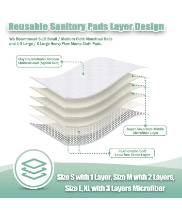 Wegreeco Bamboo Reusable Sanitary Pads - Stylish Cloth Menstrual Pads | Light Incontinence Pads - 6 Pack with Mini Wet Bag | Luxury Medium Size - Buy Online on GoSupps.com
