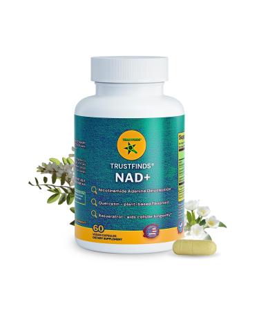 TrustFinds - Nicotinamide Adenine Dinucleotide with Quercetin and Resveratrol - Support Healthy Aging Methylation Cellular Energy Production and Metabolism* - 60 Vegan Capsules