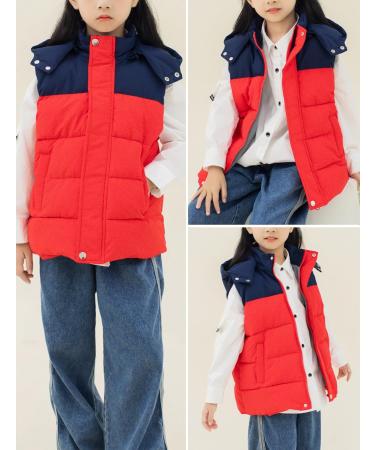 Happy Cherry Kids' Hooded Winter Puffer Vest - Water Resistant Lightweight Windproof Jacket for Boys and Girls - 6-7 Years, Red - Buy Online on GoSupps.com