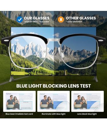 Cyxus Retro Semi Rimless Blue Light Glasses for Men & Women - Anti Eye Strain & Gaming - Stylish Black Silver Frame - Buy Online on GoSupps.com