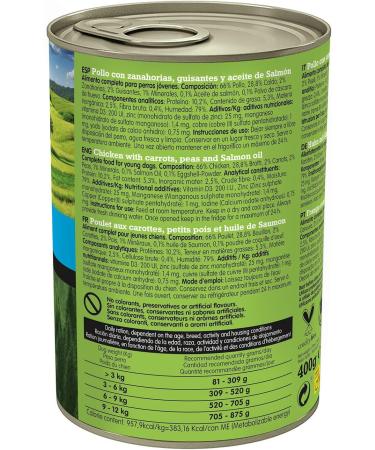 ARQUIVET Pack 6 units - Junior - Chicken with carrots peas and salmon oil - 400 g - Wet food for all breeds - Buy Online on GoSupps.com