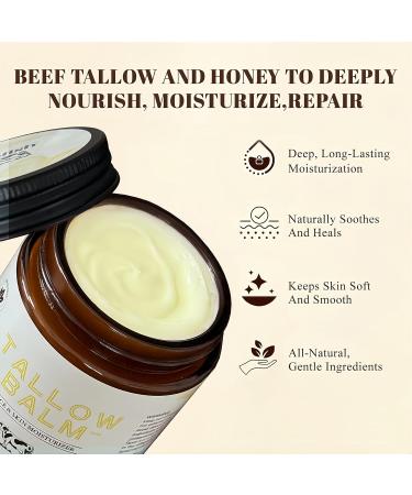 Tyberan Beef Tallow for Skin Tallow and Honey Balm 5 Oz Tallow Face Moisturizer Organic Grass Fed Beef Tallow for Face - Sensitive Dry Skin Repair Deeply Nourishing Fragrance Free - Buy Online on GoSupps.com