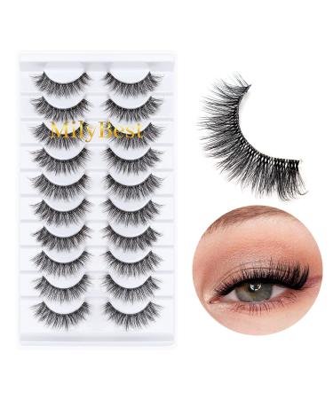 MilyBest 10 Pairs Asian Spiky Anime Mink Cat Eye False Eyelashes | Fluffy Wispy Clear Band for Natural Look & Extensions Pack A-Chic - 18MM - Buy Online on GoSupps.com