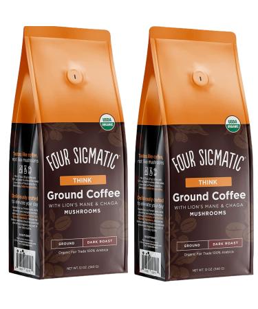 Four Sigma Tic Champignon Ground Coffee with Lion's Mane Think Dark Roast 340 g Pack of 2