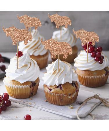 Rhinoceros Cupcake Toppers Rhino Birthday Cupcake Toppers Zoo Themed Dessert Picks Safari Birthday Party Decoration - Brown Glitter - Buy Online on GoSupps.com