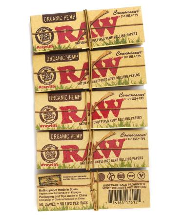 RAW Organic Connoisseur 1.25 1 1/4 Rolling Paper with Tips (5 Packs) - Buy Online on GoSupps.com