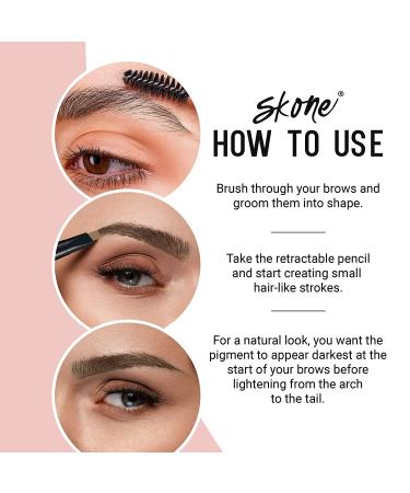 Skone Cosmetics Brow Wand Eyebrow Pencil - Retractable, Long-Lasting, Waterproof Makeup Pen for Platinum Blondes/Gray Hair - Buy Online on GoSupps.com