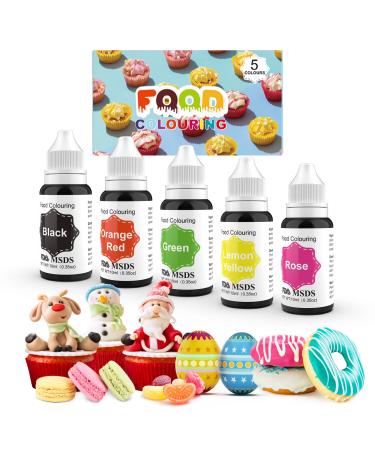 Rouclo Food color 5x10ml of Liquid Food Color Color Food Coloring for Set for cake decoration macarons donuts fudge frosting diy soaps ice cream soap color spray gun color