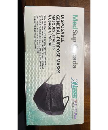 MedSup Canada 50pcs/Pack Black Disposable General - Purpose Face Masks Test: ASTM F2100 Level 1 Non-medical Civilian Use 3 Ply Layer Breathable Stretchable Elastic Ear Loops Black - Buy Online on GoSupps.com