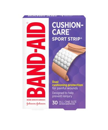 BAND-AID Bandages Cushion-Care Sport Strip 30 ea (Pack of 3)