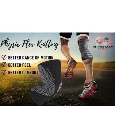 Physix Gear Knee Braces for Women & Men - Best Compression Knee Sleeves - Knee Compression Sleeve for Weightlifting Knee Brace Sleeve Running Athletic Knee Sleeve Knee Support for Men & Women Medium Black/Grey - (Single) - Buy Online on GoSupps.com