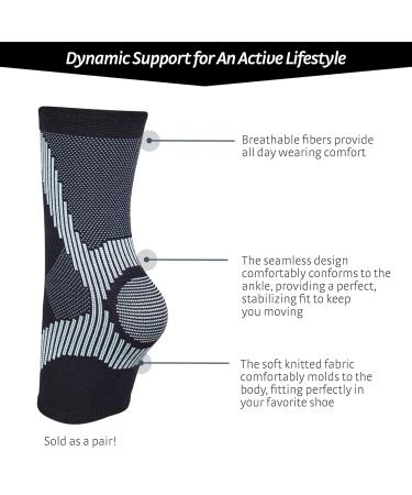 Doc Ortho Compression Ankle Sleeve - Breathable Support Pair (Large Black/Blue) | Enhance Recovery & Comfort - Buy Online on GoSupps.com