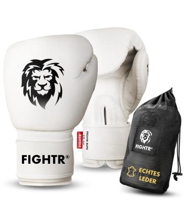 Fightr per boxing gloves made of real leather |Men and women |For boxes MMA Muay Thai Kickboxing & martial arts 10 12 14 16 oz |including carrying bag 12 oz off white