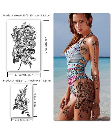 Yazhiji 49 Large Flowers Butterflies Crown Temporary Tattoos - Waterproof Fake Tattoos for Women, Girls, Kids, and Adults - Buy Online on GoSupps.com
