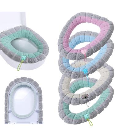 Guojanfon 4 Pieces Toilet Cover Toilet Seat Cover Pads with Handle Toilet Lid Cover Cushion Thicker Bathroom Soft Toilet Seat Cover Soft Thicker Stretchable Washable Fits All Oval Toilet Seats - Buy Online on GoSupps.com