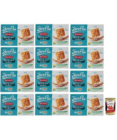Balocco Zero Pi Biscotti Pack of 12 biscuits without added sugar rice flour oat flakes and crunchy 230 g pack + Italian Gourmet Polpa di Pomodoro box 400 g