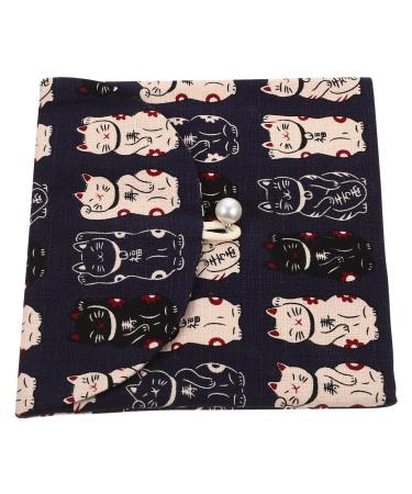 Combineda Lucky Cat Storage Pocket menstrual bag bag for menstrual performances bags for women's bandages change wallets Mini snaps Japanese cotton pocket holder blue 14x13cm