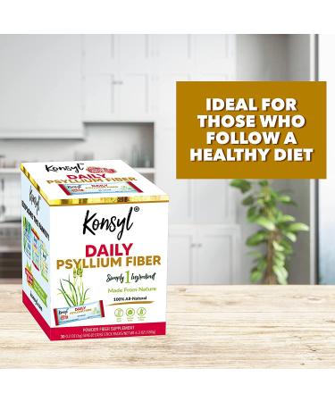 Konsyl Daily Psyllium Fiber Stick Packs - On-The-Go Fiber Supplement - 30 Packets - Gluten-Free, Sugar-Free, Vegan & Keto Friendly - Buy Online on GoSupps.com