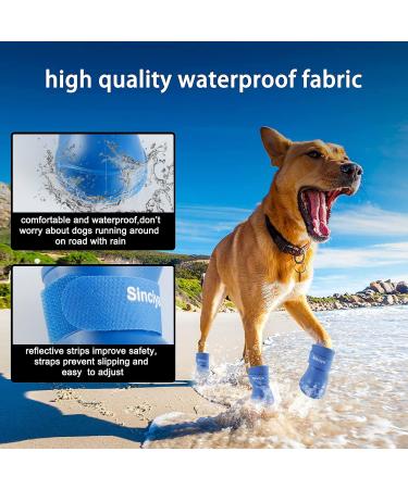 SINCIYA Dog Rain Boots - Waterproof Anti-Slip Shoes with Adjustable Straps, Small Blue - 4PCS Outdoor Booties with Rugged Rubber Sole - Buy Online on GoSupps.com