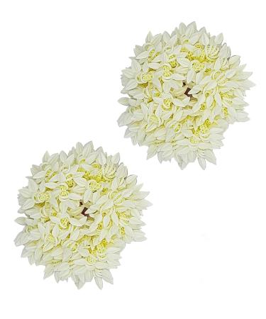 Karki Fusionk Mogra White Gajra Bun Rubber Band Gajra + 2Pc Clips Hair Accessories for Women - Pack of 2 (Plain White + Hair Clip) - Buy Online on GoSupps.com