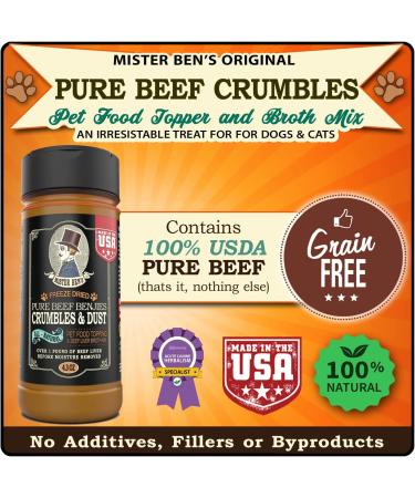 Mister Bens Original Freeze-Dried Raw Beef Crumbles & Dust - 100% Beef Meal Topper for Finicky Dogs 4.25 oz - Buy Online on GoSupps.com